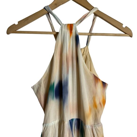 Joie Marcy Cream Tie Dye Printed Keyhole Sleeveless Halter Midi Dress Size XS - Picture 12 of 15